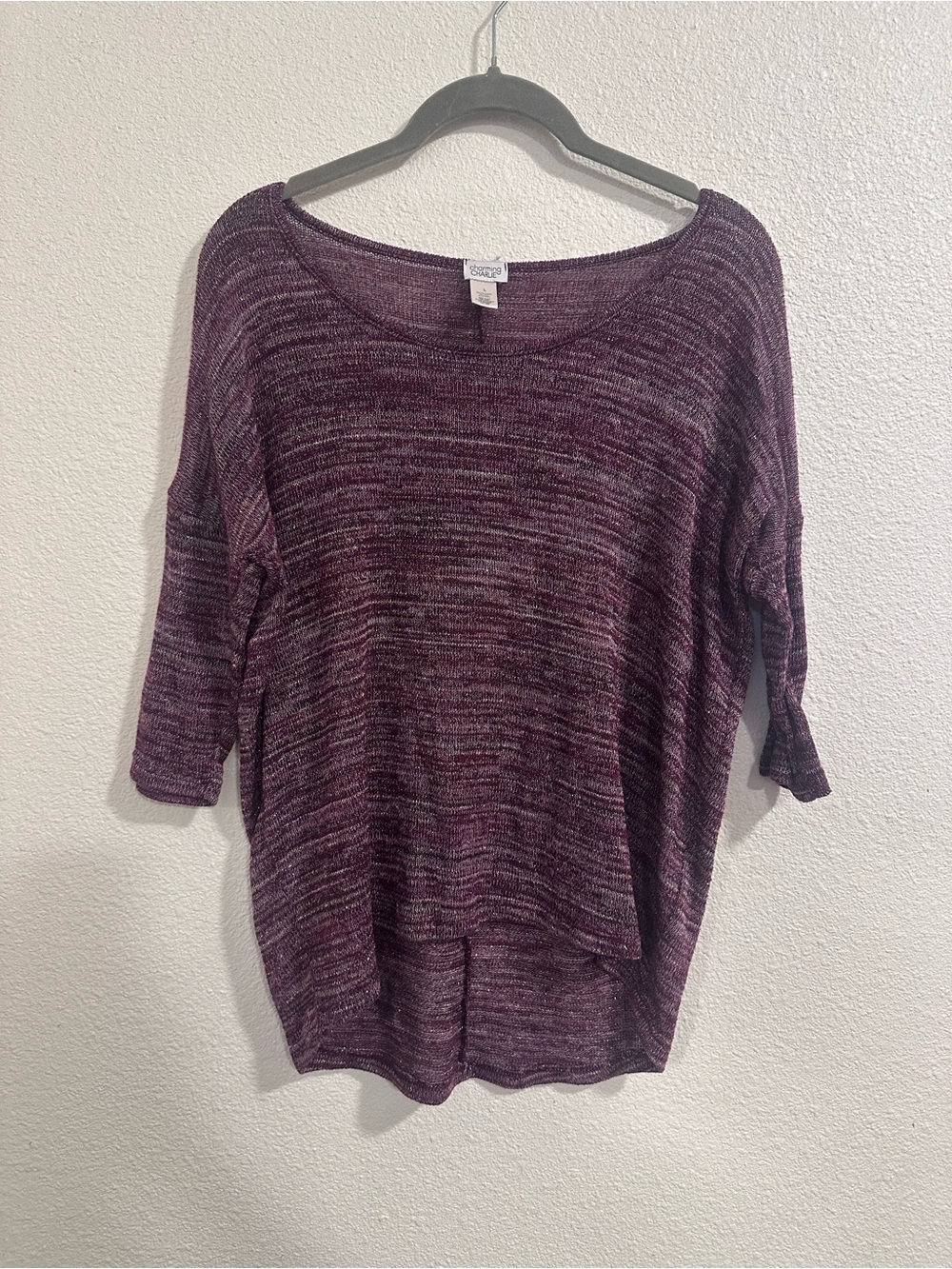 Charming Charlie Purple Marled Scoop Neck Sweater